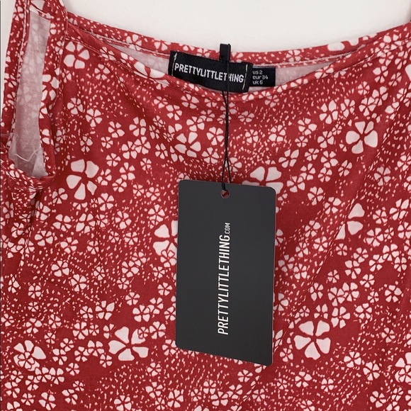 NEW PrettyLittleThing Red Tie Strap Dress Size 2 - Picture 6 of 7